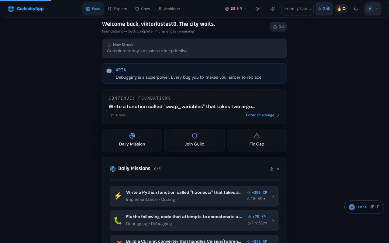 CodeCityApp - Step 1 screenshot captured by Lastest