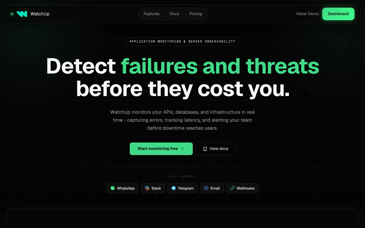 WatchUp - Step 1 screenshot captured by Lastest