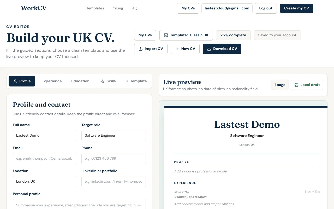 workcv - Step 1 screenshot captured by Lastest